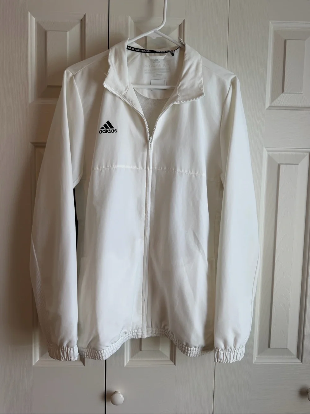 adidas White Team Sports Track Jacket with Black Accents